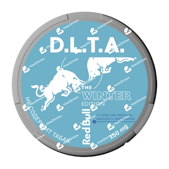D.L.T.A. - RED BULL - Черника, ваниль и эвкалипт (150mg) — купить снюс оптом в НикОптом
