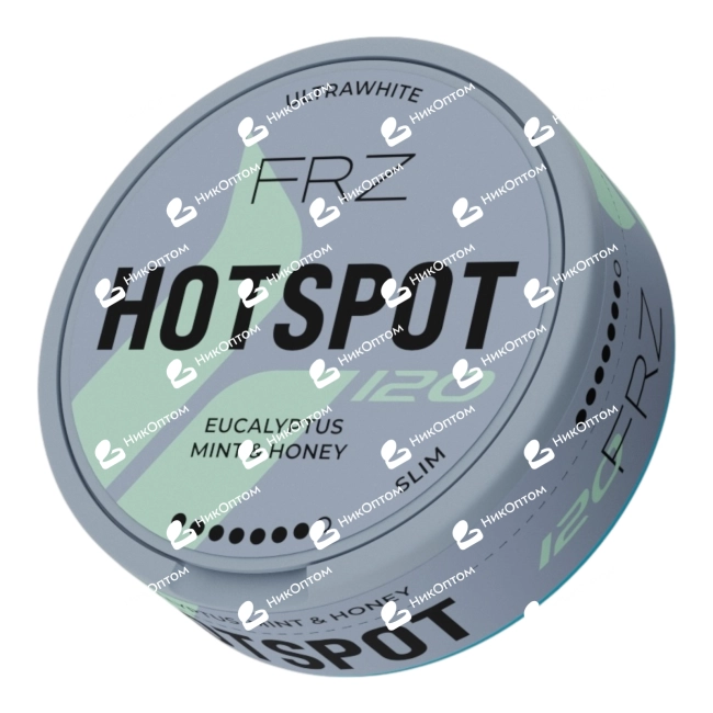 HOTSPOT - FRZ - EUCALYPTUS MINT & HONEY - Эвкалипт, Лёд и Мёд (120mg) — купить снюс оптом в НикОптом