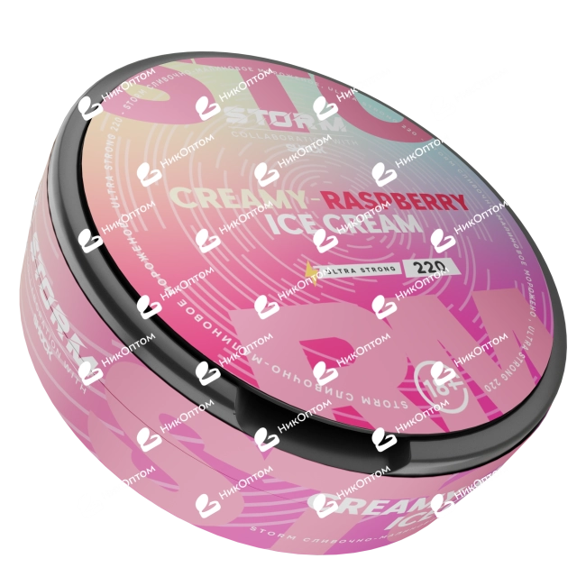 ШОК - STORM - CREAMY RASPBERRY & ICE CREAM (220mg) — купить снюс оптом в НикОптом
