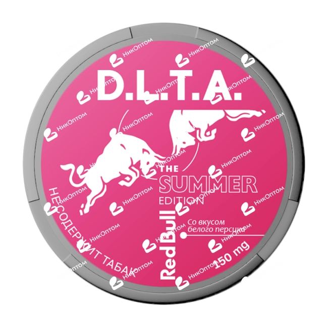 D.L.T.A. - RED BULL - Белый персик (150mg) — купить снюс оптом в НикОптом